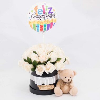 CMP001 - Rosas blancas para cumpleaños